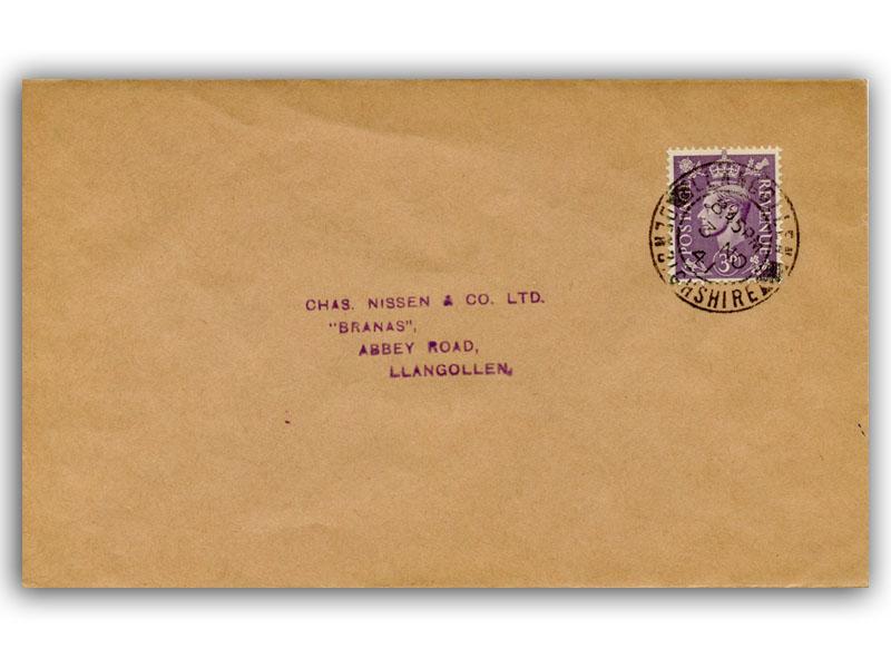 1941 3d Pale Violet, Llangollen CDS
