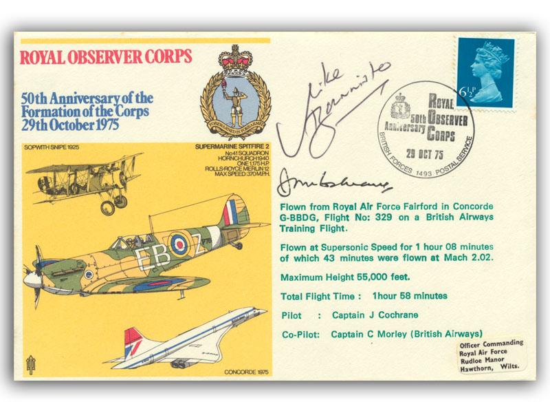 John Cochrane & Mike Bannister signed 1975 Royal Observer Corps cover