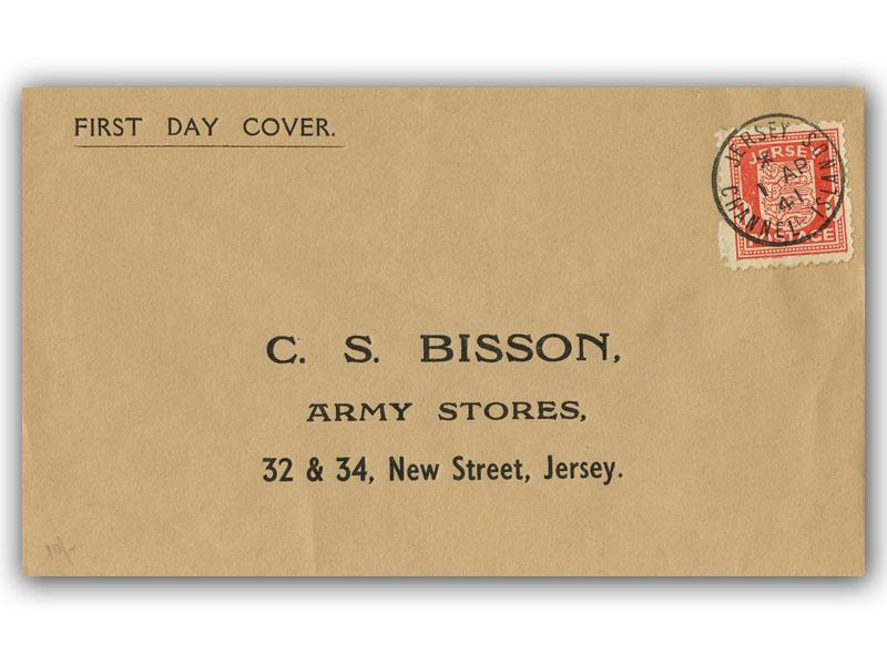 1941 1d Jersey Arms, plain cover