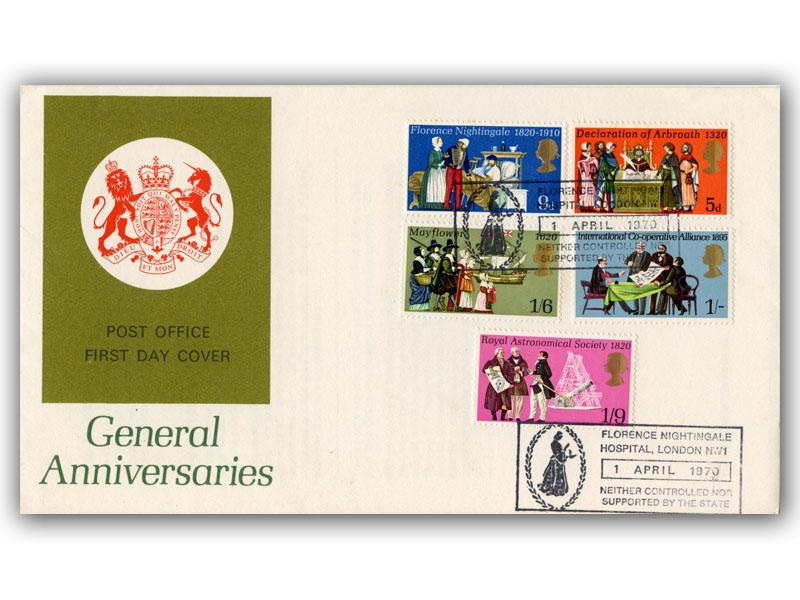 1970 Anniversaries, Florence Nightingale Hospital Postmark