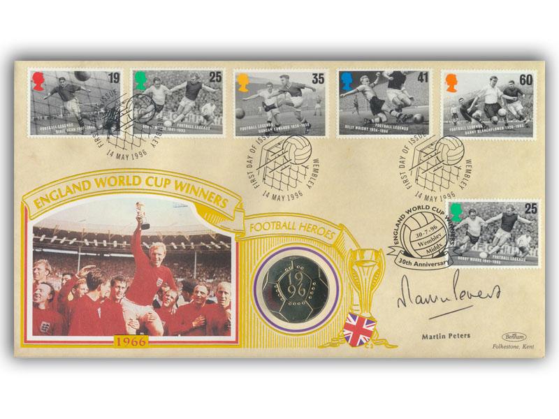 Martin Peters signed 1996 World Cup Coin cover