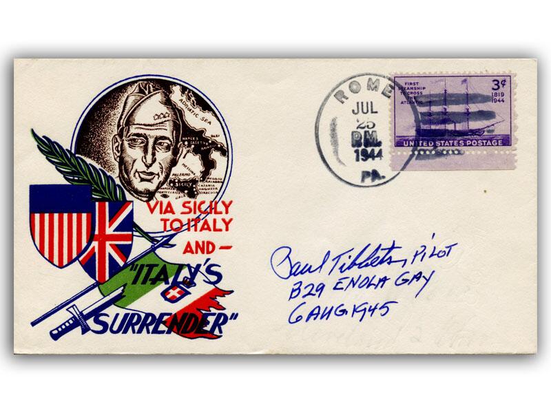 Paul Tibbets signed 1944 Italy's Surrender cover
