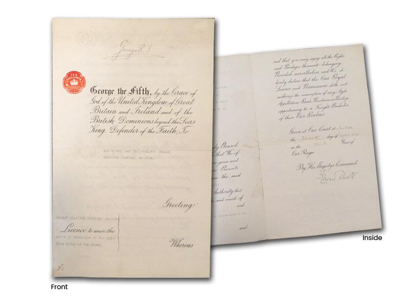 King George V signed 1919 Military Document