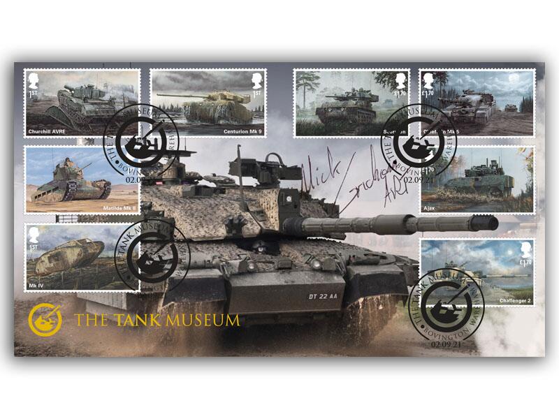 British Army Tanks, signed stamp artist
