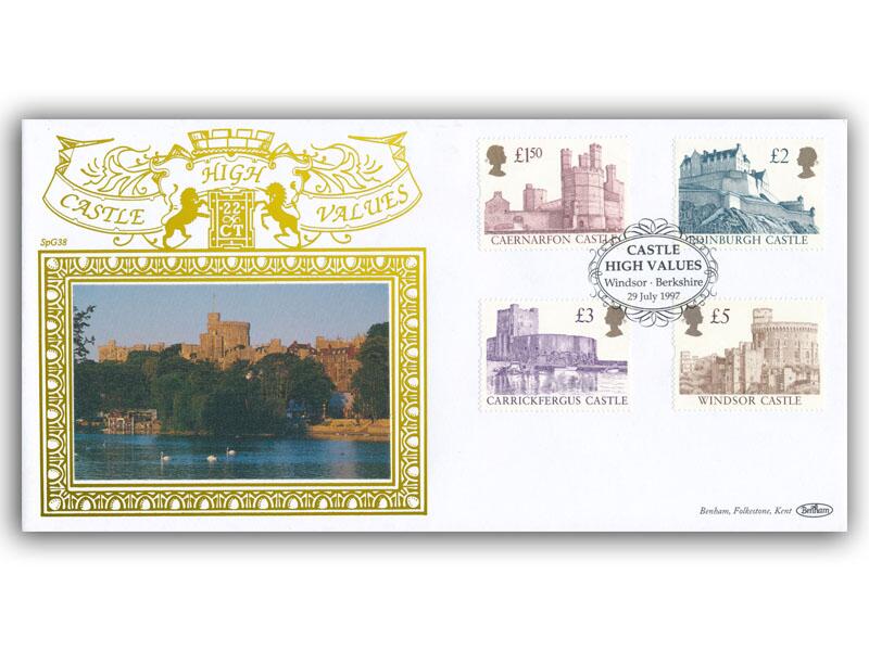 1997 Castle High Values, Windsor postmark, Benham Gold cover