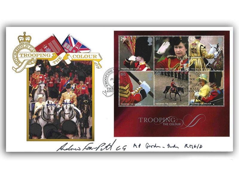 Trooping the Colour - miniature sheet, signed by Andrew Fox-Pitt and Mark Goodwin-Hudson