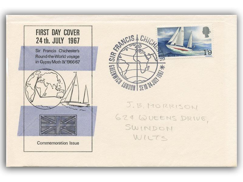 1967 Chichester, Greenwich postmark, Union Jack cover