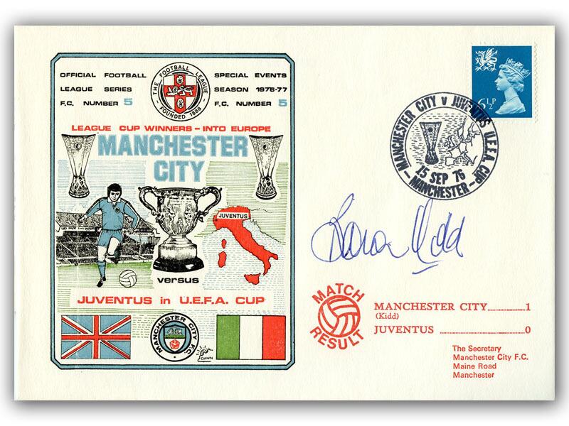 1976 Man City V Juventus, signed by Brian Kidd