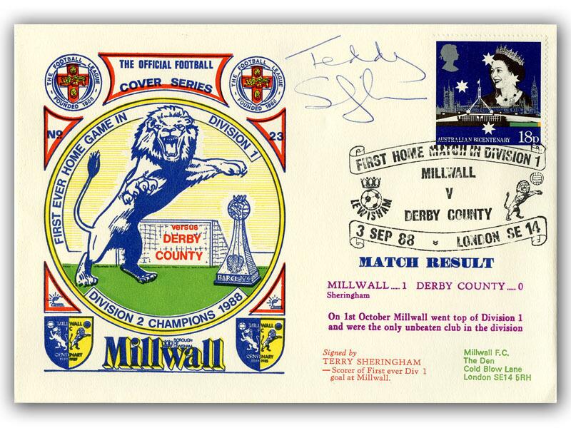 1988 Millwall V Derby, signed by Teddy Sheringham