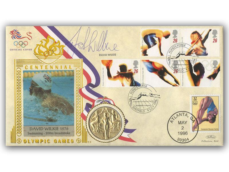 David Wilkie signed 1996 Olympics gold medal cover