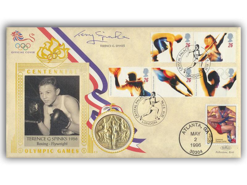 Terry Spinks signed 1996 Olympics gold medal cover