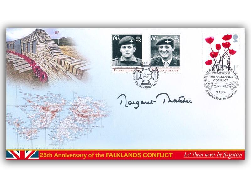 2006 Falklands Conflict - Lest We Forget Double Postmark, Signed Margaret Thatcher