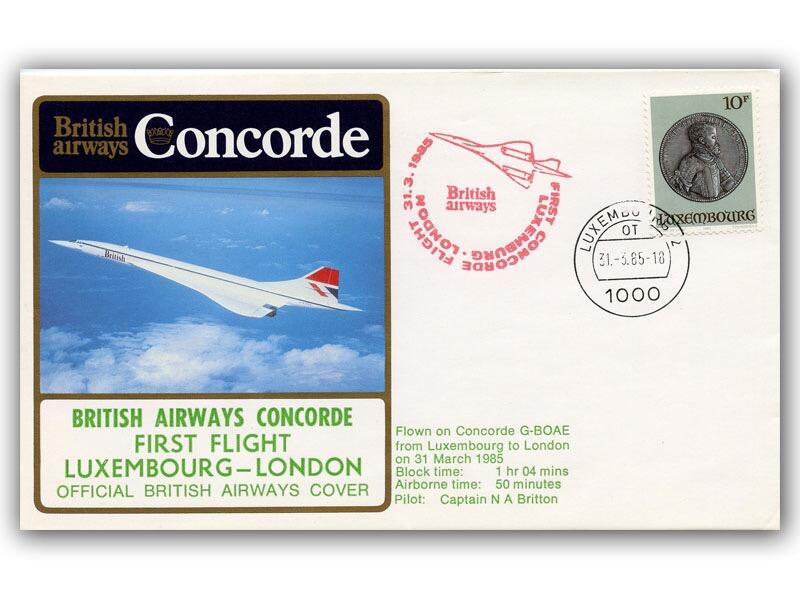 1985 BA Concorde Luxembourg - London flown cover