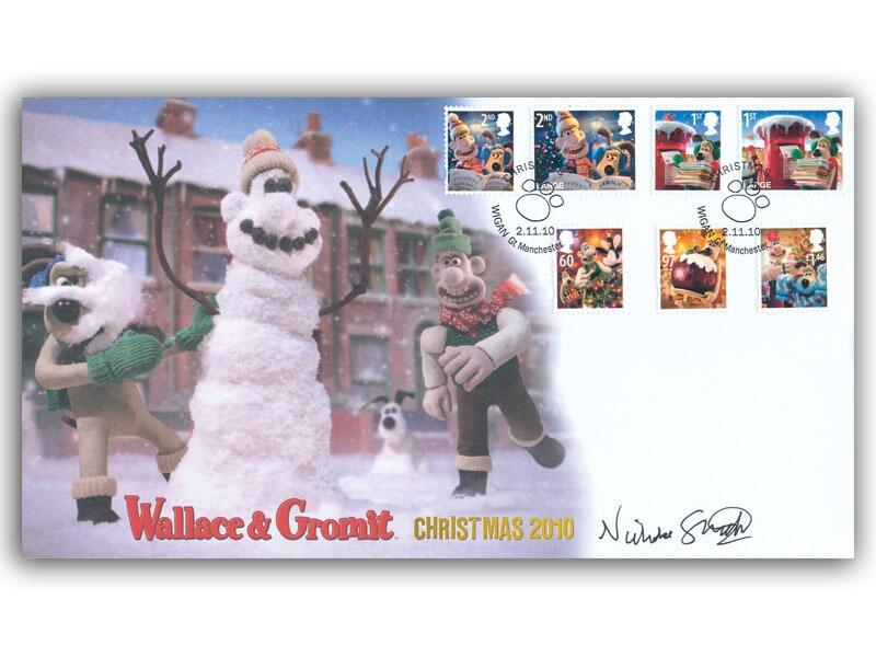 Christmas 2010 - Wallace & Gromit Stamp Cover Signed Nicholas Smith