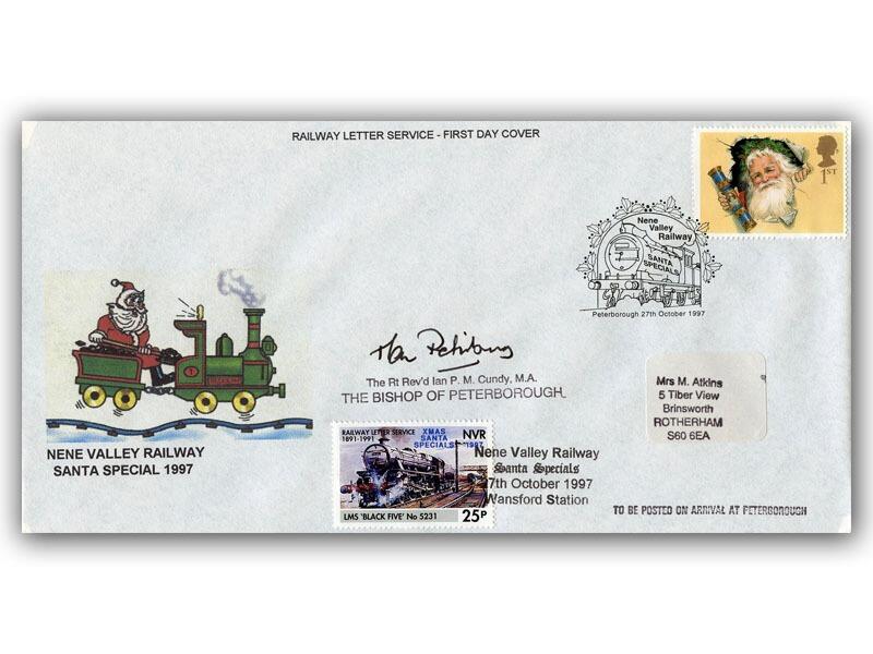1997 Santa Special, Nene Valley Railway carried cover, signed by the Bishop of Peterborough, Ian Cundy