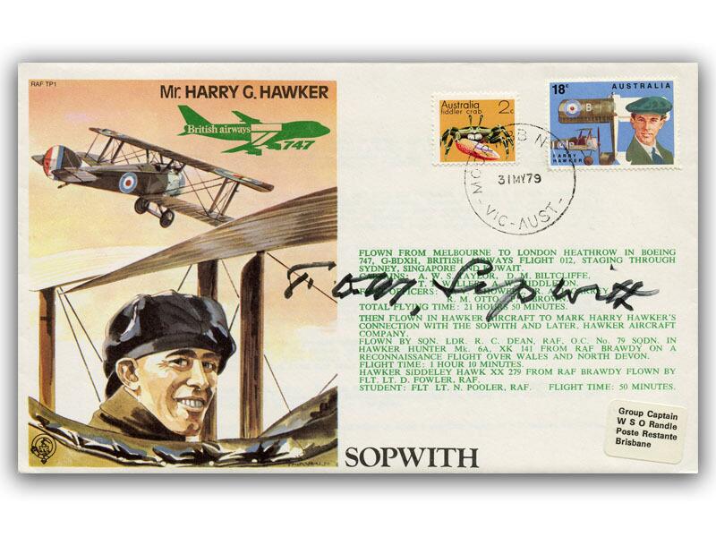 Tom Sopwith signed 1979 Hawker cover