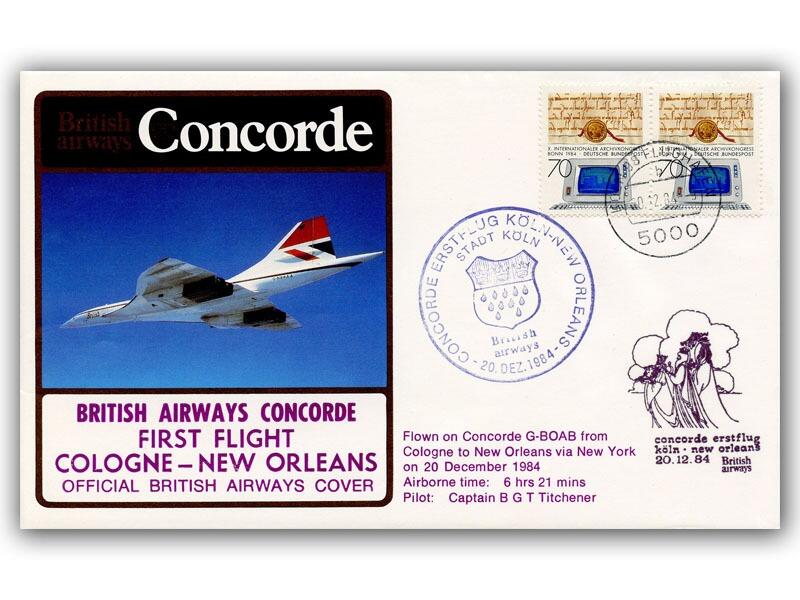 1984 BA Concorde Cologne - New Orleans flown cover
