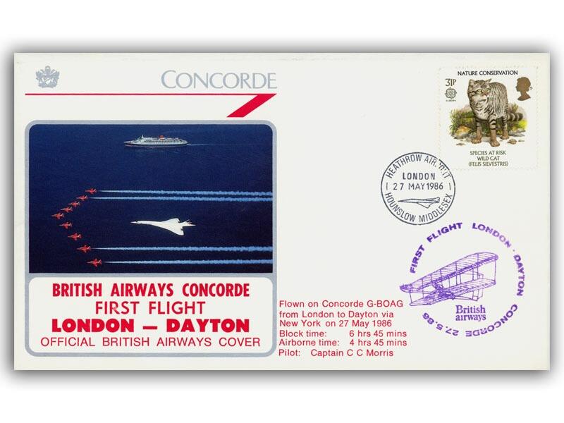 1986 BA Concorde London - Dayton flown cover