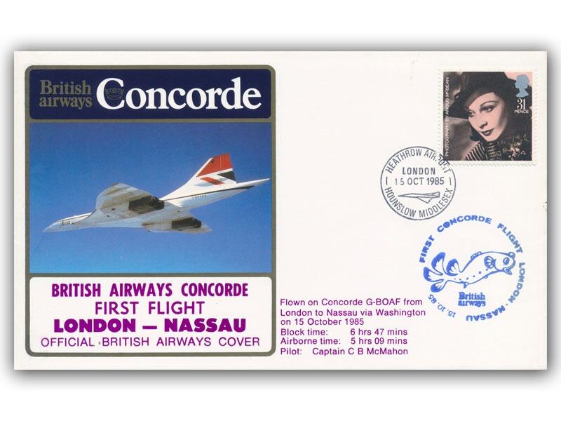 1985 BA Concorde London - Nassau flown cover