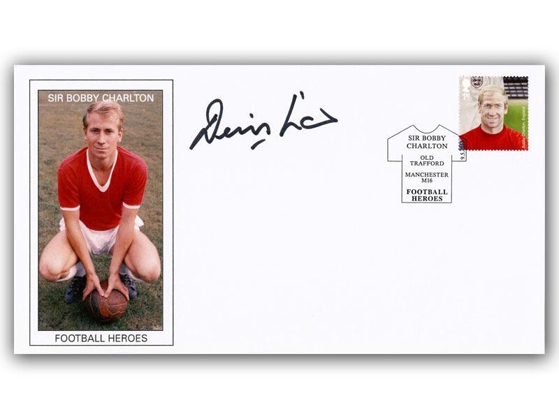 2013 Football Heroes, Sir Bobby Charlton, single stamp, signed by Denis Law