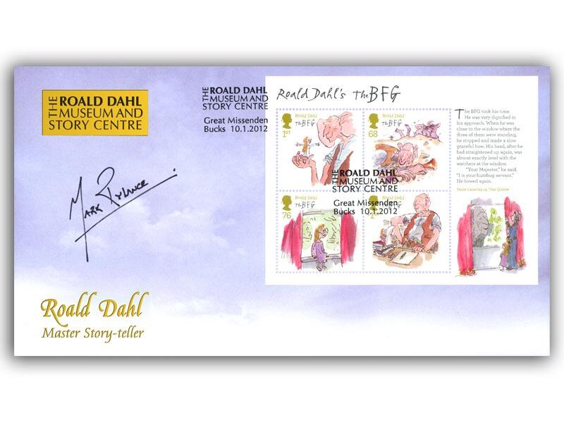2012 Roald Dahl, Barcode miniature sheet, signed by Mark Rylance
