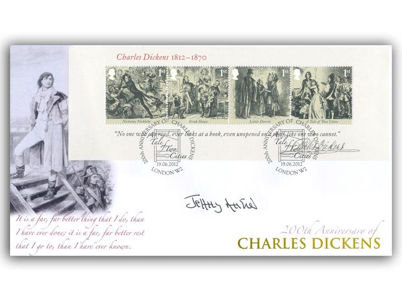 Charles Dickens Miniature Sheet Cover Signed Jeffrey Archer