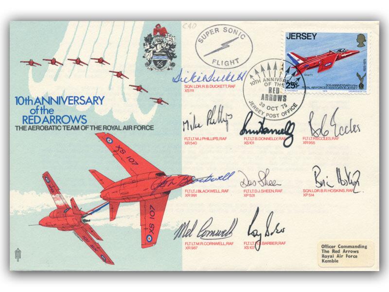 1975 Red Arrows team signed, 10th anniversary cover