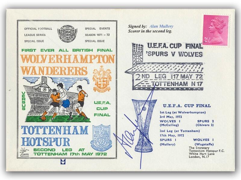 1972 UEFA Cup Final, Tottenham V Wolves, signed by Alan Mullery