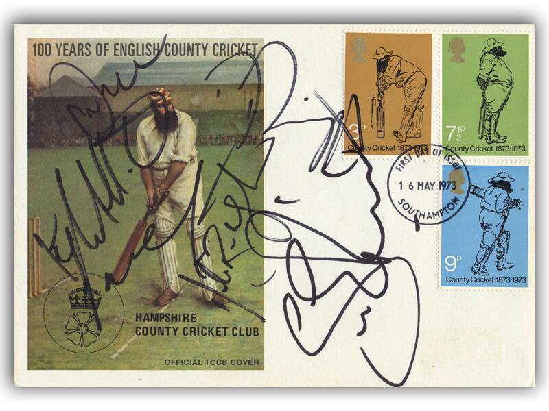 1973 Cricket cover, Hampshire Team Signed
