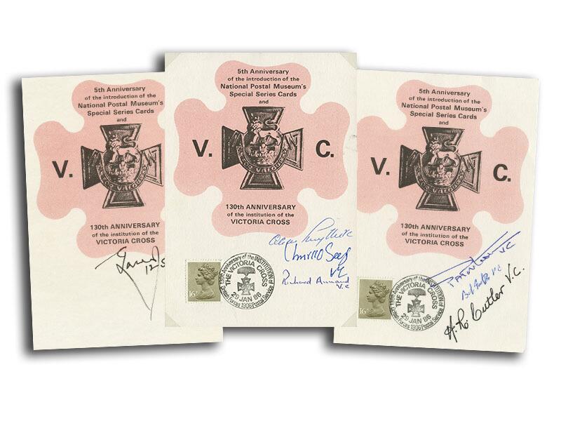Victoria Cross anniversary cards, signed by VC winners
