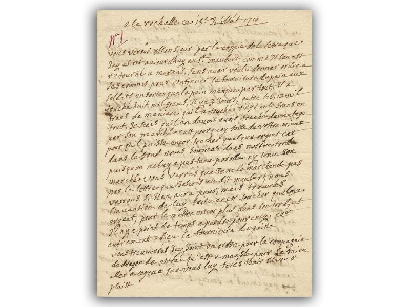 Noel Bouton de Chamilly signed 1710 letter