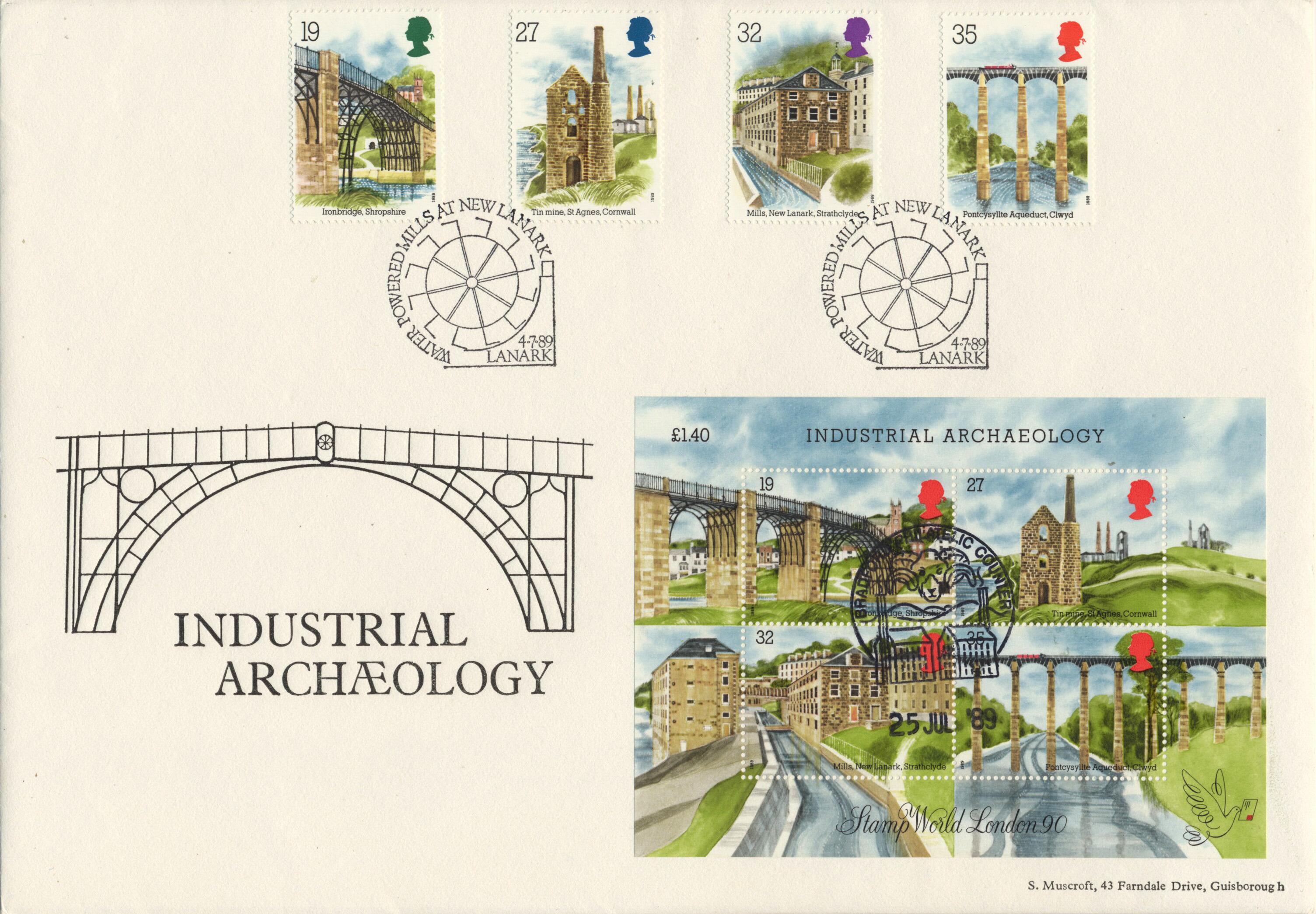 1989 Industrial Archaeology, double postmarked cover