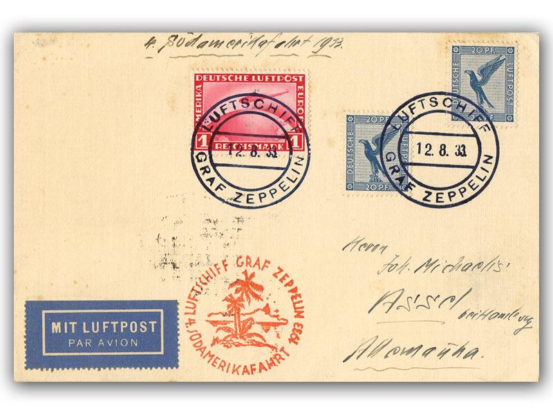 1933 Graf Zeppelin South America Flight, signed Karl Beuerleuerle