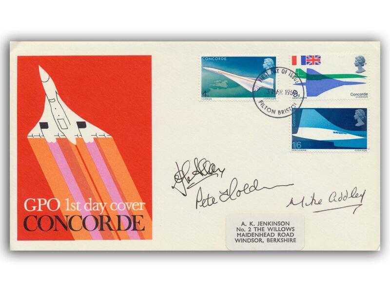 Peter Holding, Mike Addley & Alan Heywood signed 1969 Concorde