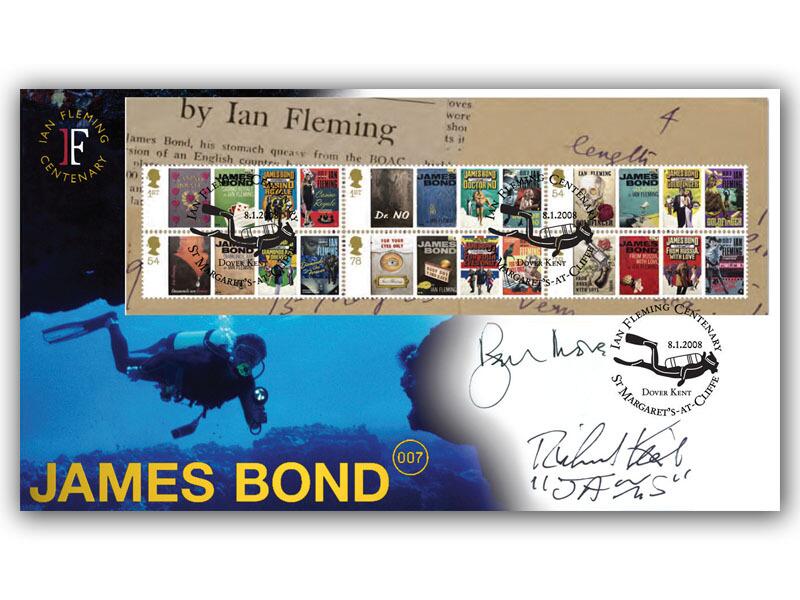 James Bond 2008 Miniature Sheet, signed Roger Moore & Richard Kiel