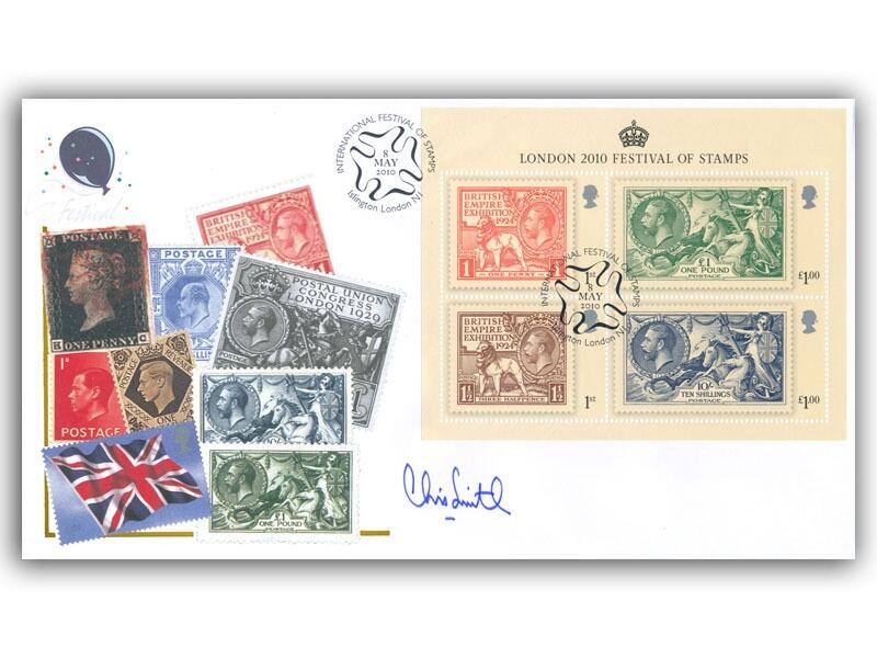 London 2010 Festival Miniature Sheet, signed Baron Smith of Finsbury PC
