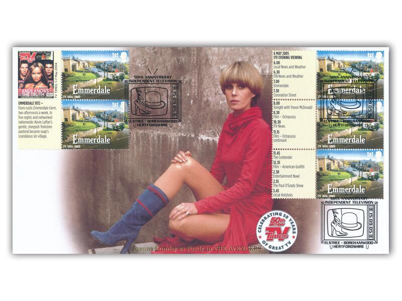 50th Anniversary of the TV Times stamps + labels Elstree Postmark
