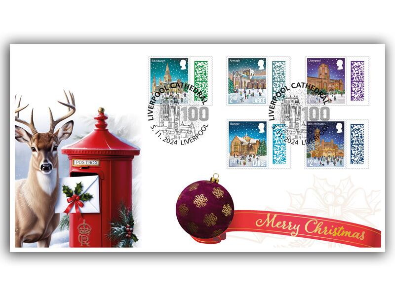 Christmas 2024 Stamps, Postbox and Snowy Stag