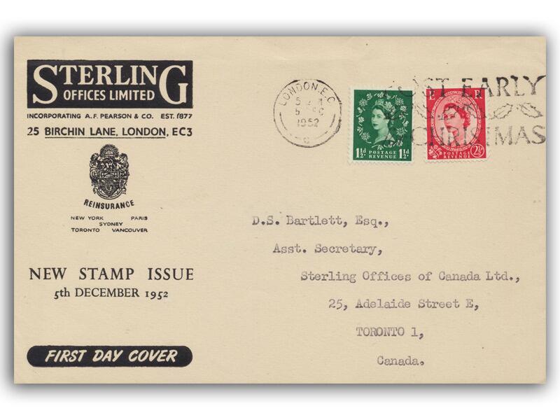 1952 1½d & 2½d Wildings, Sterling Offices cover