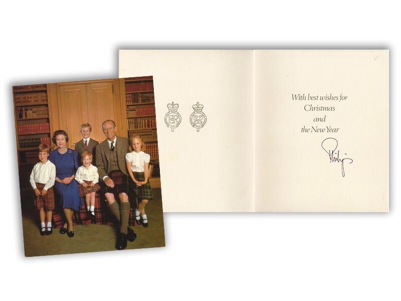 Prince Philip signed 1987 Christmas Card