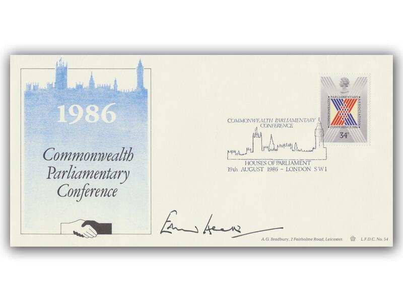 Edward Heath signed 1986 Parliament, Bradbury cover
