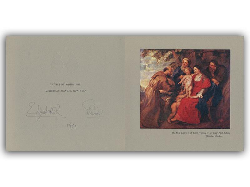 Queen Elizabeth II & Prince Philip signed 1961 Christmas card