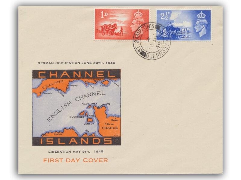 1948 Liberation, Guernsey CDS, English Channel cover