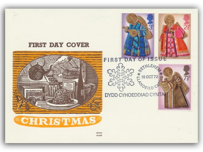 1972 Christmas, Bethlehem postmark, Benham Engraved cover