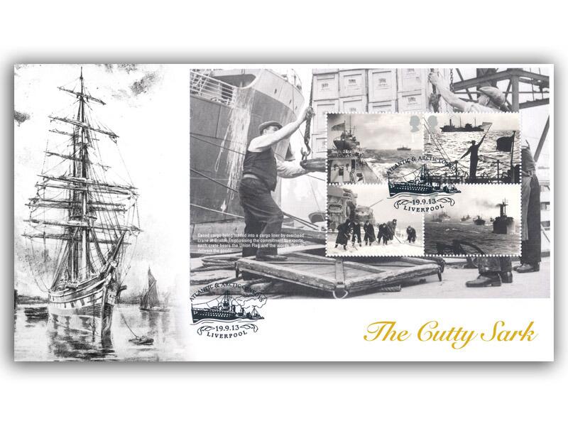 The Cutty Sark cover, 'Cargo being loaded' Prestige Booklet Pane, Liverpool Postmark