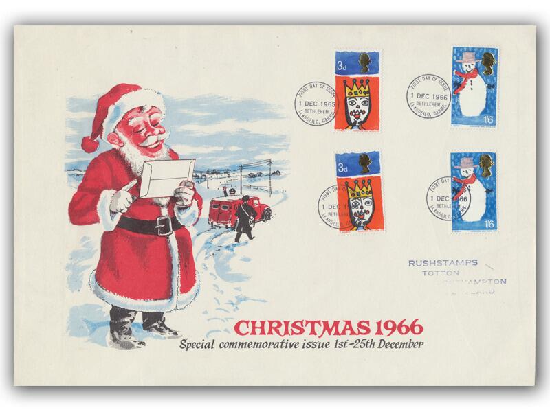 1966 Christmas, ordinary & phosphor stamps, Bethlehem FDI