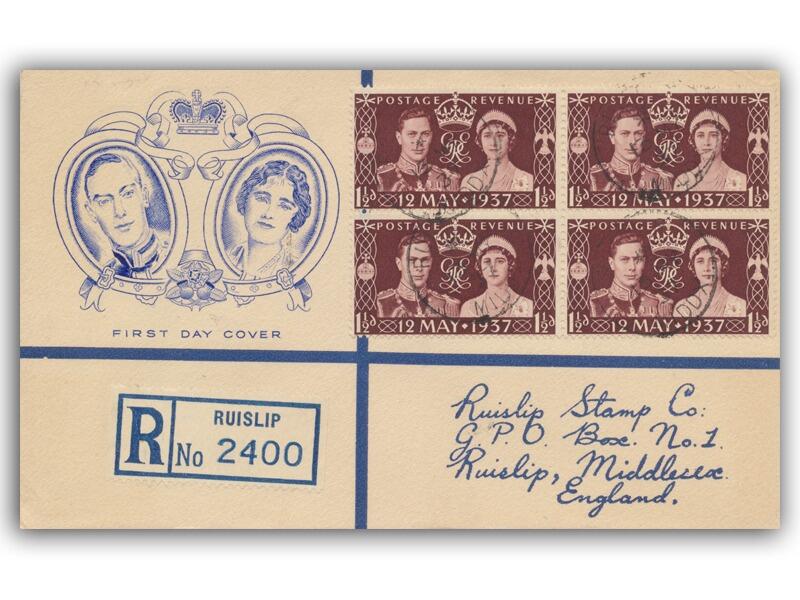 1937 Coronation, Ruislip Stamp Company Blue cover