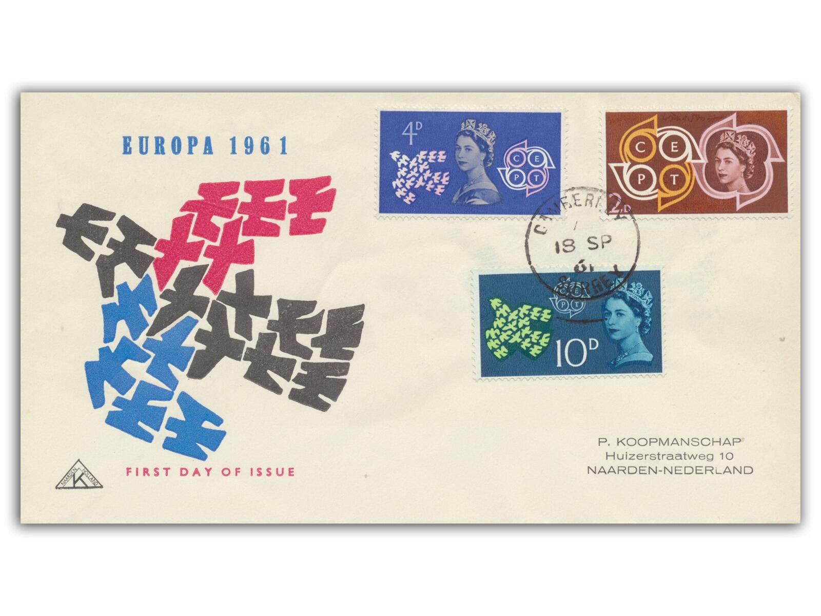 1961 CEPT, Torquay slogan, Dutch cover