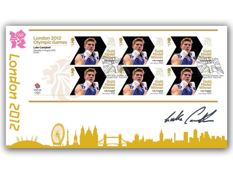 Luke Campbell Wins Gold Miniature Sheet Cover signed