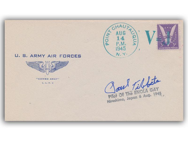 Paul Tibbets signed 1945 US Army Bombs Away cover